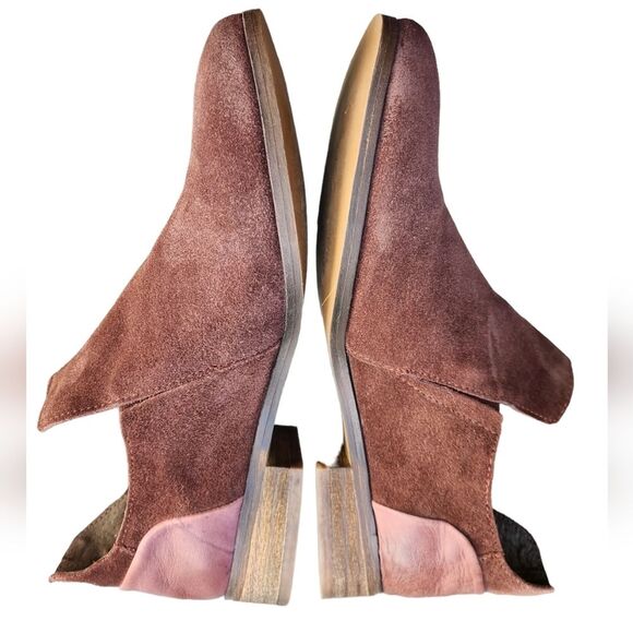 Diba True Ankle Boots Boho Suede Leather Flat Bootie Cottage Fairy Burgundy 10 - Picture 4 of 14